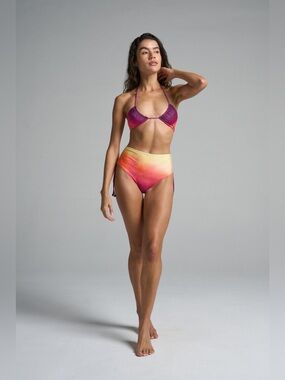 SIGAL REVERSIBLE HIGH WAISTED BIKINI BOTTOM SUNSET SIZE SMALL
